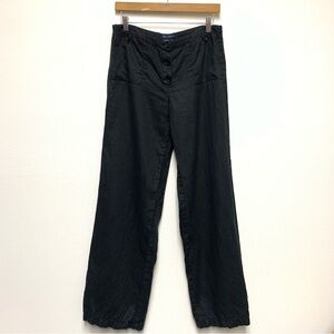 Max Edition 100% Linen Wide Leg Pants Size 6 Midrise Drawstring Button Front